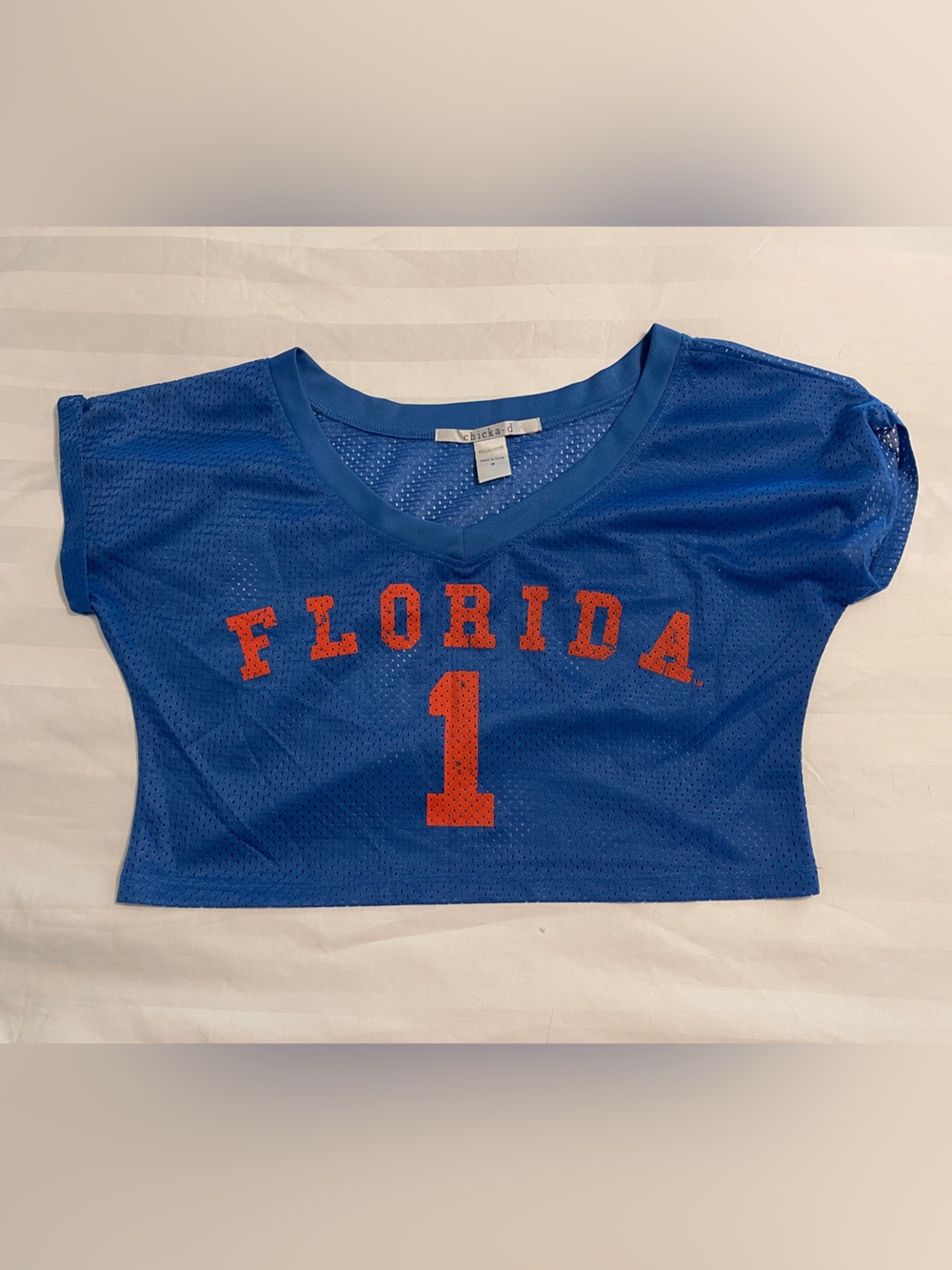 Florida Gators Blue & Orange Mesh Jersey Crop Top